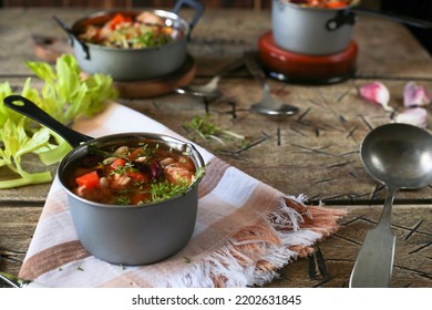 
Bean Soup With Celery. A Great Idea For A Healthy Dinner. Quick Meal.