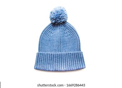 Beanie hat blue isolated on white