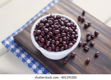 Beans. High angle view of white bowl full of Beans. Very shallow depth of field.
