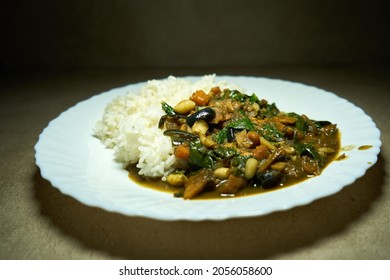 Beans And Vegetable Stew With Rice. 