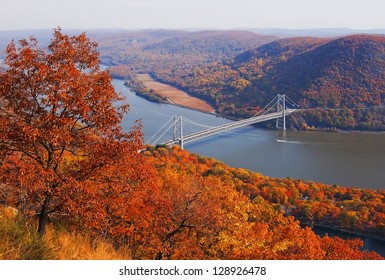 Bear Mountain Bridge Over Hudson River In New York