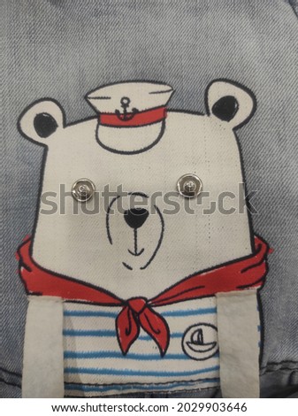 bear sailor, drawing on clothes