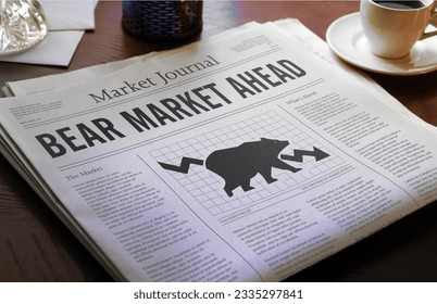 Bear stock market ahead headline newspaper on desk