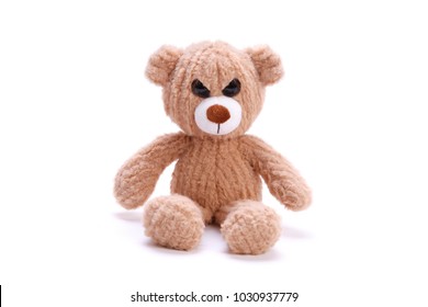 Bear. Teddy bear on a white background. children's toy. Evil teddy bear on white background.