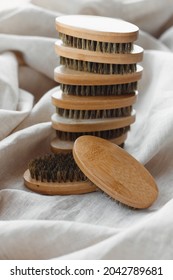 Beard Brush On Wooden Furniture, Boar Bristle Beard Brush