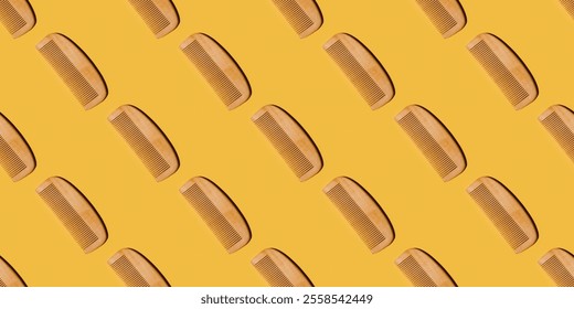 Beard comb pattern on a yellow background.