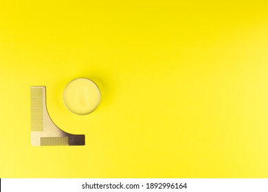 Beard Grooming Kit For Men On Yellow Background
