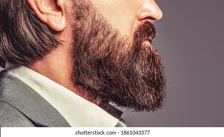 Beard Is His Style. Bearded Man Close Up. Perfect Beard. Close-up Of Young Bearded Man.