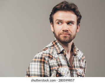 Beard Man Portrait Looking Left