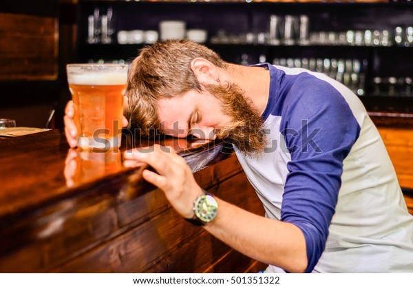 Bearded Drunk Man Sleeps Barney Table Stock Photo 501351322 | Shutterstock