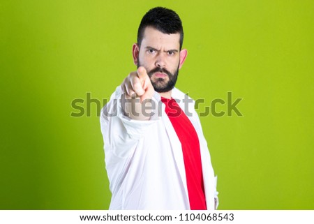 Bearded guy making really serious