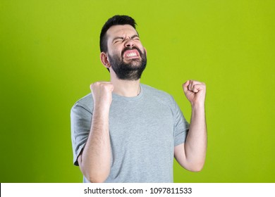 Bearded guy screaming so high