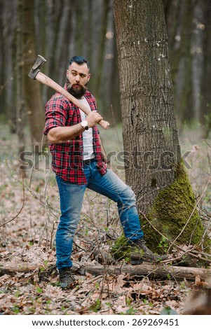 bearded man with an ax