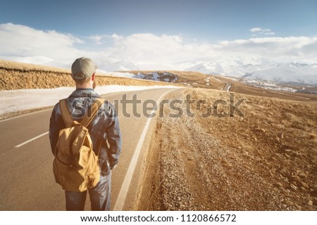 Similar – Image, Stock Photo Country road walk against the sunny sky