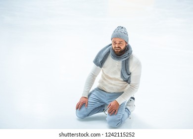 Bearded Man Fell While Skated On Ice Rink