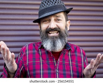bearded man with hat
