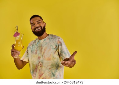 A bearded man savors a glass of wine, holding it delicately as he admires its color and aroma, embodying sophistication and refinement. - Powered by Shutterstock