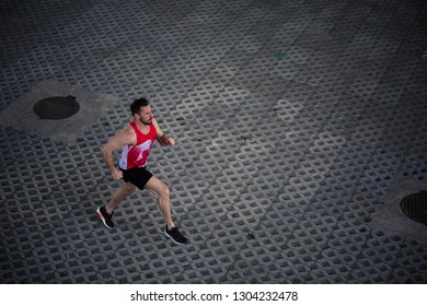 Bearded Runner Performing Strafing Runs