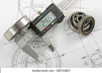 Bearing Caliper On Mechanical Engineering Drawing Stock Photo 350713847 ...