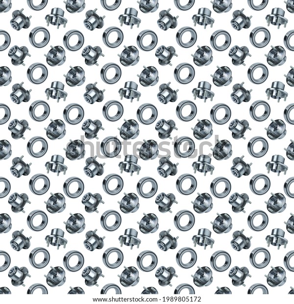 bearing hub\
seamless pattern on white\
background