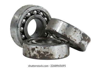 Bearing on a white background. Old worn bearing covered with rust - Shutterstock ID 2268965695