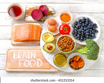 Beat Foods for your brain. Concept. Top view