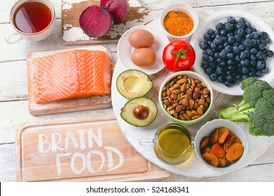 Beat Foods for your brain. Concept. Top view