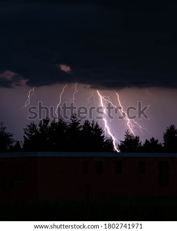 Beatiful blue lighning in the evening storm