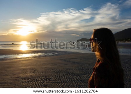 Beatiful brazilian girl at Juquehy Beach Scenes