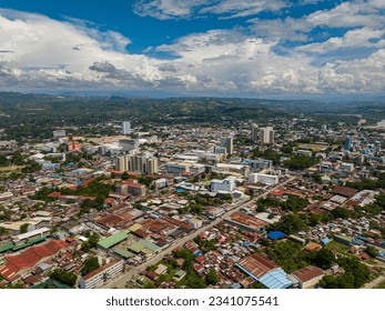 Beatiful city and blue sky and clouds in Cagayan de Oro. Northern Mindanao, Philippines. Cityscape.