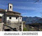 Beatiful landscape at Pregasina in Trentina with mountains behind