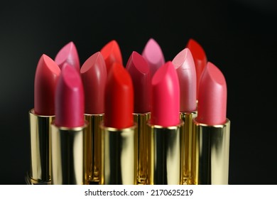 Beatiful Lipstick In Multiple Colors, Black Background