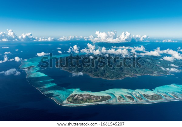 The beatiful and\
paradisiac Bora Bora island in the western part of the Society\
Islands of French Polynesia