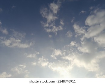 Beatiful Sky With Clouds And Half Sun 