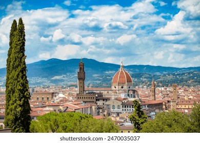 A beatiful view of the city florance with the view to the florence basilica dome - Powered by Shutterstock