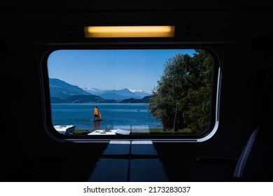 Beatiful view through the window on train
