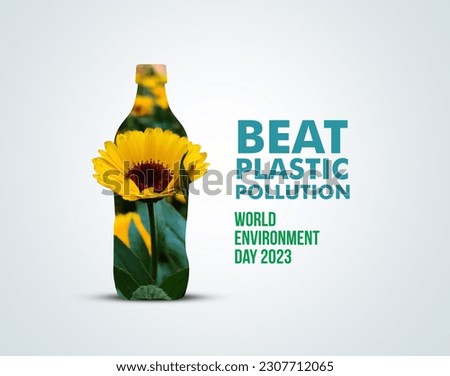 #BeatPlasticPollution, World Environment day concept 2023 tree background. fingerprint icon paper cut banner with green forest. 