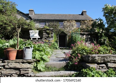 Beatrix Potter House Hill Top Lake District In Summer In Full Sun And Blue Sky Front View