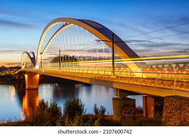 Beatus Rhenanus Bridge For Trams Over Rhine River Between Kehl And Strasbourg Germany France Transport