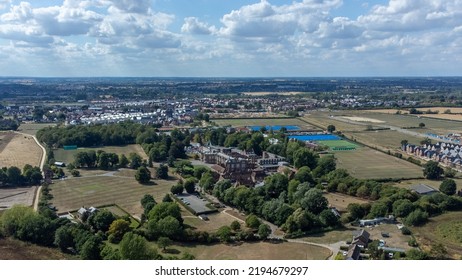 Beaulieu, new town development near Chelmsford, Essex.  14,000 new houses and road links being constructed around New Hall School and a new railway station. - Shutterstock ID 2194679297