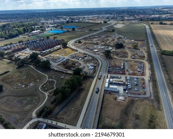 Beaulieu, new town development near Chelmsford, Essex.  14,000 new houses and road links being constructed around New Hall School and a new railway station. - Shutterstock ID 2194679301