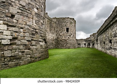Beaumaris Castle walls on the Isle of Anglesey in North Wales