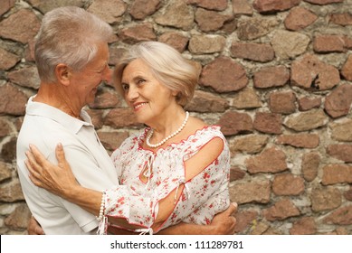 Beauteous Elderly Couple Went For A Walk Around The City