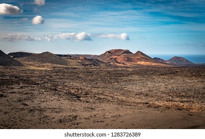 Beautful day Timanfaya National Park. Lanzarote Island, Canarias, Spain - Shutterstock ID 1283726389