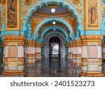 Beautifu and colorful interior of Historic Mysore Maharaja palace