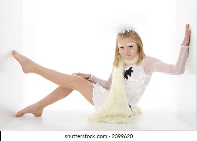 Beautiful 11 Year Old Girl In Winter Dance Costume.