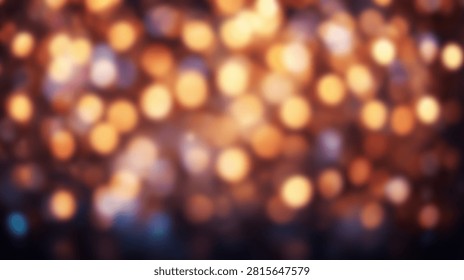 A beautiful abstract background featuring soft bokeh lights in warm orange, yellow, and blue hues, creating a festive and magical atmosphere.