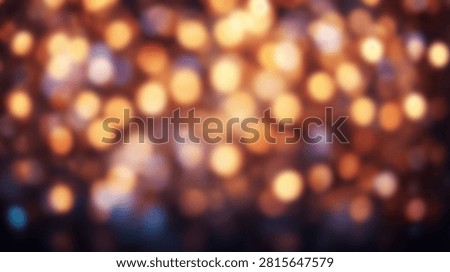 A beautiful abstract background featuring soft bokeh lights in warm orange, yellow, and blue hues, creating a festive and magical atmosphere.