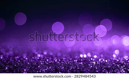A beautiful abstract background featuring soft purple bokeh lights and a field of glittering purple sparkles, creating a magical and festive atmosphere.
