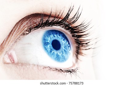 Beautiful Abstract Blue Eye, Extreme Closeup